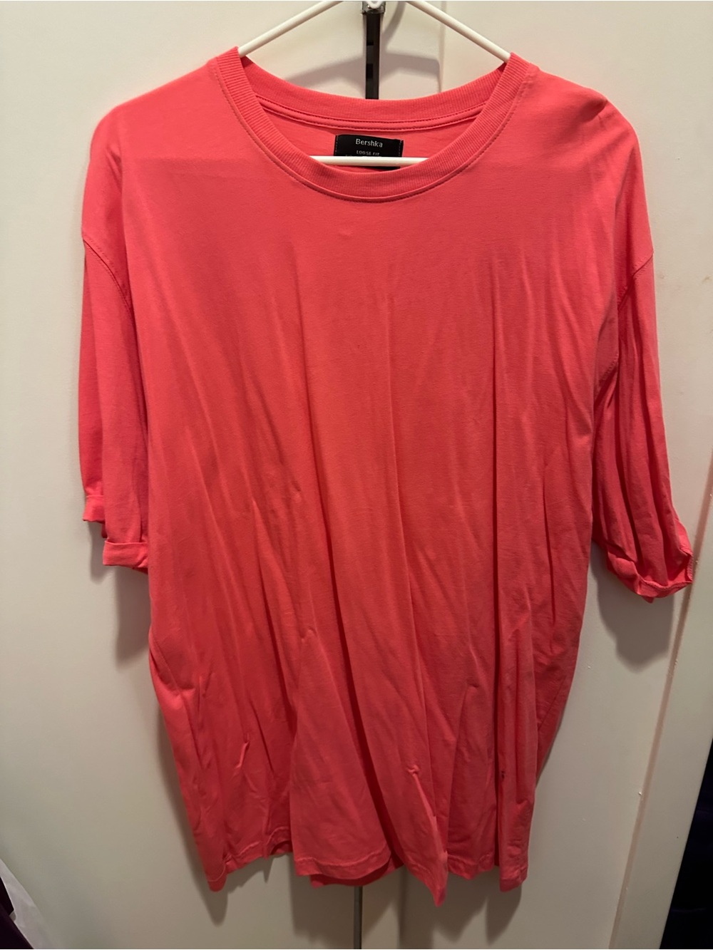 Bershka Coral-Pink Oversized Short Sleeve Tee